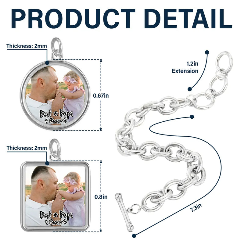 Gift For Father,Parents,Gift For Mother,Happy,Gift For Husband,Gift For Wife,Gift For Grandpa,Gift For Grandma - Custom Photo Best Dad Ever - Personalized Charm Bracelet