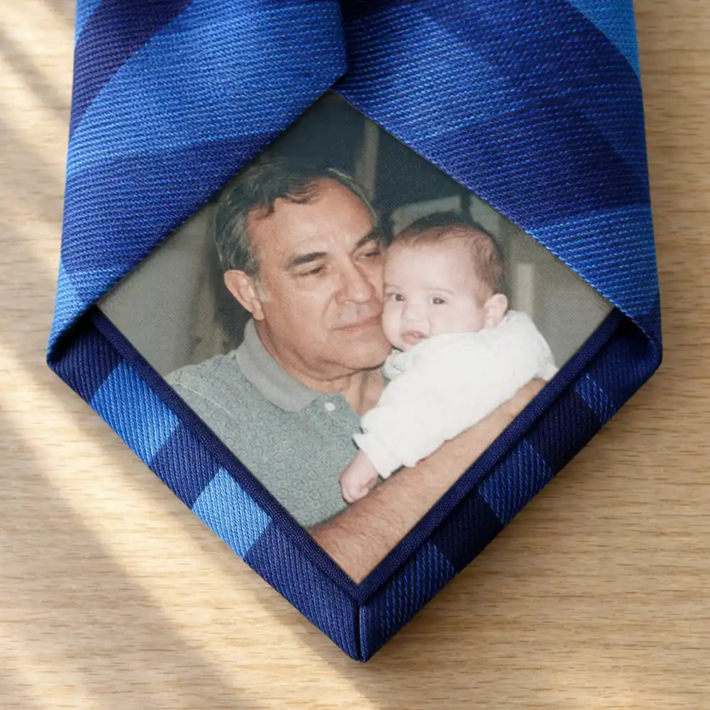 Gift For Husband,Gift For Yourself,Gift For Men,Gift For Father,New Dad,Gift For Grandpa - Custom Photo Best Dad Ever - Personalized Fabric Tie Patch