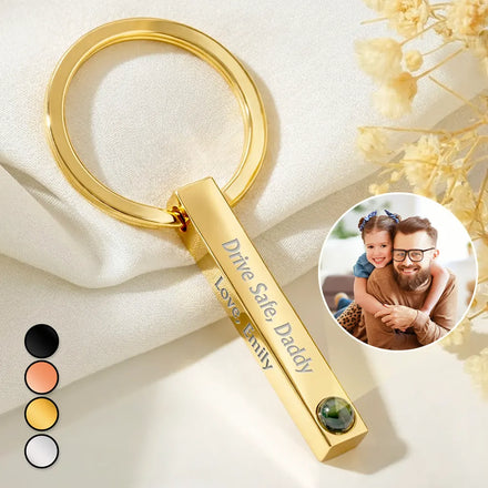 Custom Photo Best Dad Ever - Personalized Photo Projection Keychain