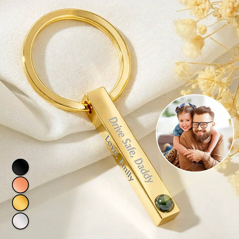 Dad - Daughters (Adult), Dad - Daughters (Young), Dad - Sons, Dad - Children, New Dad, Single Dad, Dog Dad, Cat Dad, Pet Dad - Custom Photo Best Dad Ever - Personalized Photo Projection Keychain