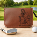 Gift For Men,Gift For Father,Gift For Grandpa,Golf,Sport Dad,Grandpa's Hobby,Dad's Hobby,Gift For Husband,Gift For Couples,Custom Photo,Non-Eng,Photo - Pencil Sketch (Bold),Adorable - Custom Photo Best Dad Grandpa By Par For Golfers Pencil Sketch - Personalized Leather Golf Bag