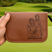 Gift For Men,Gift For Father,Gift For Grandpa,Golf,Sport Dad,Grandpa's Hobby,Dad's Hobby,Gift For Husband,Gift For Couples,Custom Photo,Non-Eng,Photo - Pencil Sketch (Bold),Adorable - Custom Photo Best Dad Grandpa By Par For Golfers Pencil Sketch - Personalized Leather Golf Bag