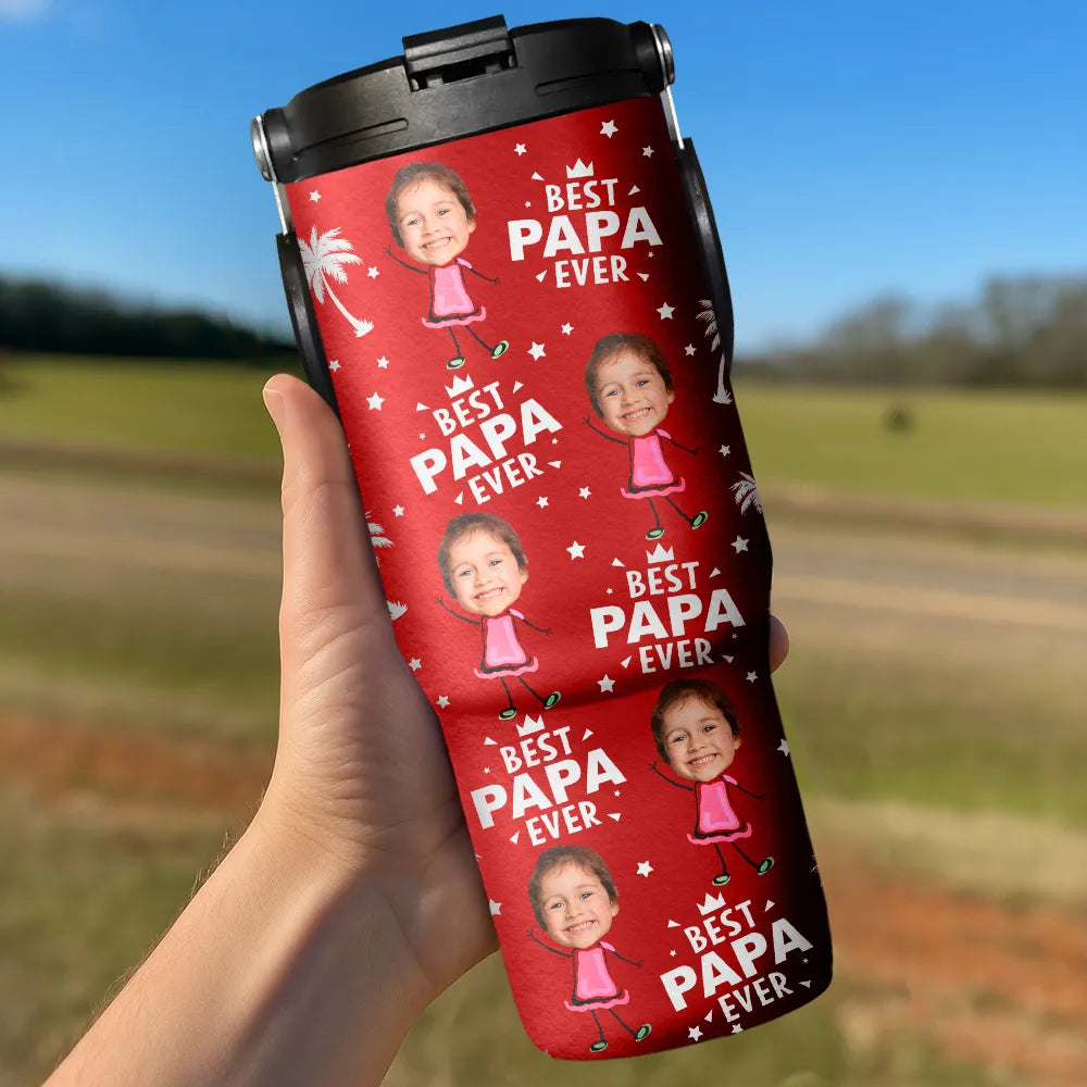 Custom Photo, Gift For Father, Gift For Grandpa, Happy - Custom Photo Best Dad Grandpa Ever - Personalized 30oz Tumbler With Handle