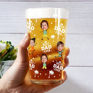Gift For Father,Happy,Gift For Grandpa,Gift For Husband - Custom Photo Best Dad Grandpa Ever - Personalized Beer Glass