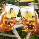 Gift For Father,Happy,Gift For Grandpa,Gift For Husband - Custom Photo Best Dad Grandpa Ever - Personalized Beer Glass