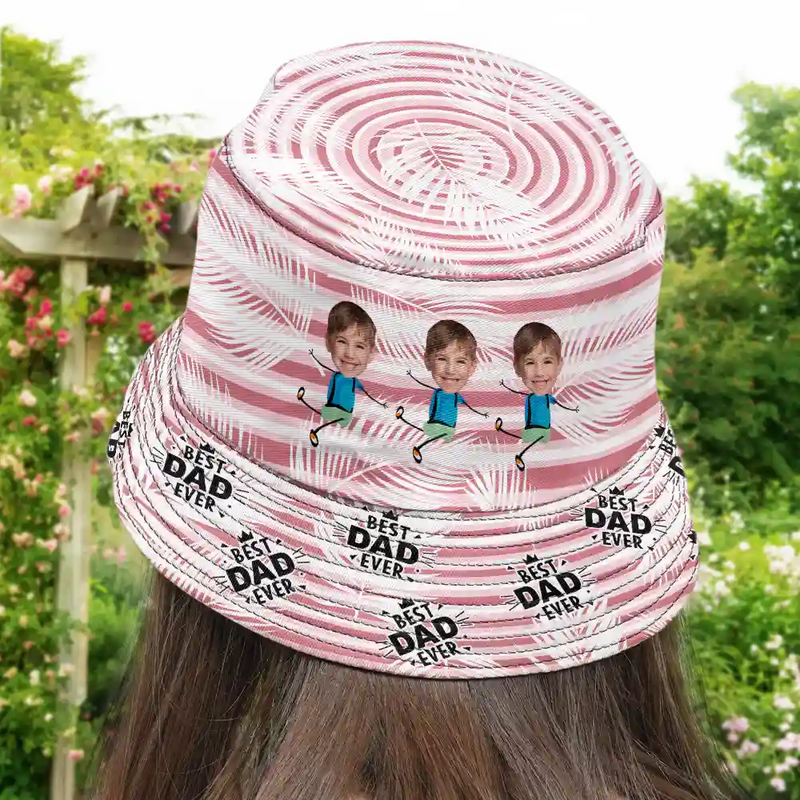Gift For Husband,Gift For Yourself,Gift For Men,Gift For Grandpa,Gift For Father,Summer - Custom Photo Best Dad Grandpa Ever - Personalized Bucket Hat