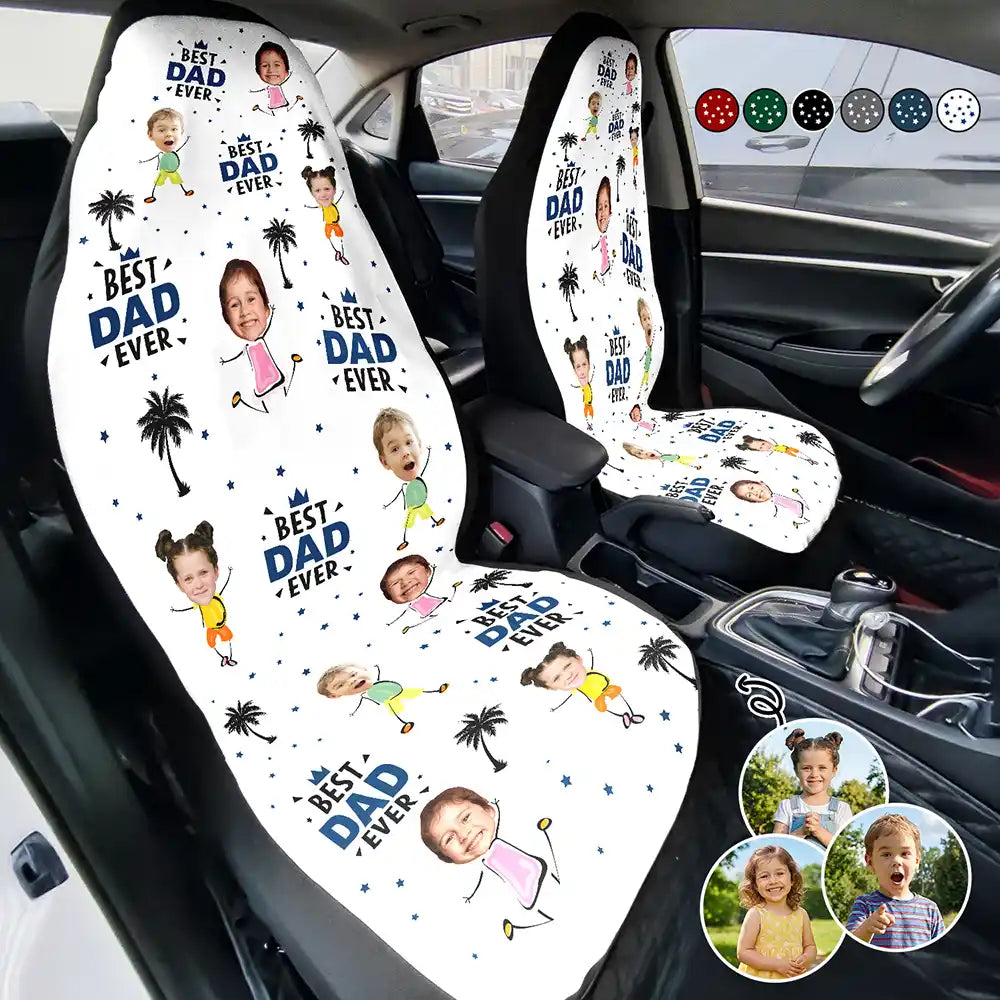Custom Photo Best Dad Grandpa Ever - Personalized Car Seat Cover