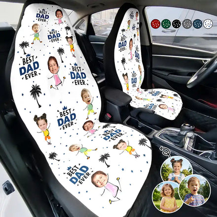 Custom Photo Best Dad Grandpa Ever - Personalized Car Seat Cover