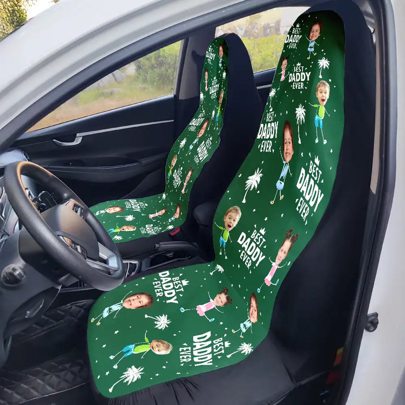 Gift For Father,Gift For Grandpa,Funny - Custom Photo Best Dad Grandpa Ever - Personalized Car Seat Cover