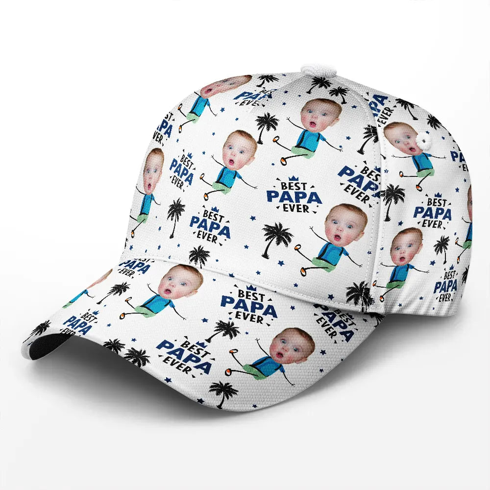 Gift For Father,Gift For Grandpa,Custom Photo,Happy - Custom Photo Best Dad Grandpa Ever - Personalized Classic Cap