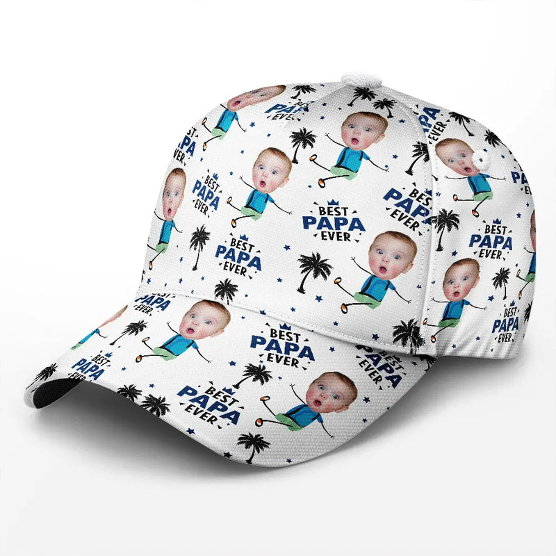 Gift For Father,Gift For Grandpa,Custom Photo,Happy - Custom Photo Best Dad Grandpa Ever - Personalized Classic Cap