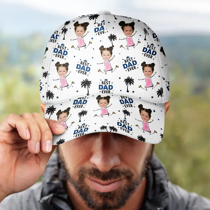 Gift For Father,Gift For Grandpa,Custom Photo,Happy - Custom Photo Best Dad Grandpa Ever - Personalized Classic Cap