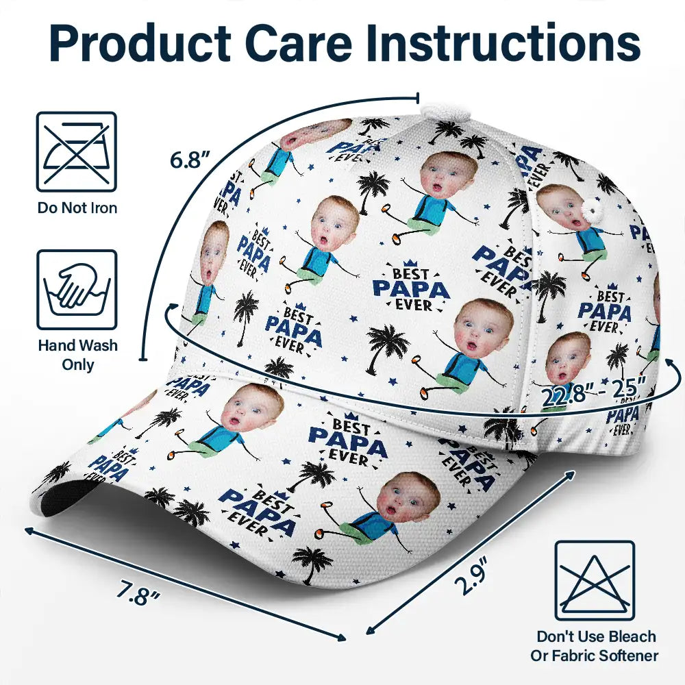 Gift For Father,Gift For Grandpa,Custom Photo,Happy - Custom Photo Best Dad Grandpa Ever - Personalized Classic Cap