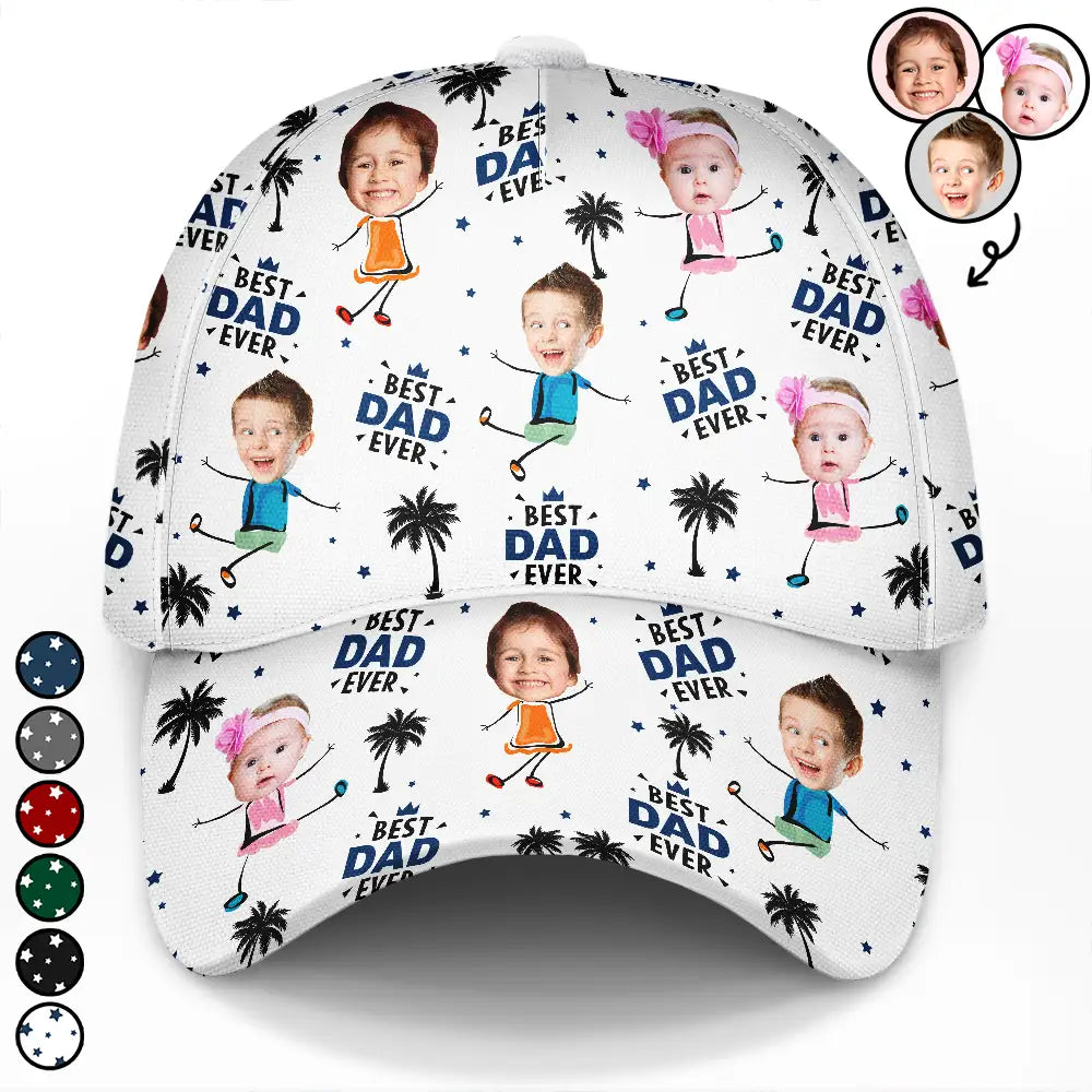Gift For Father,Gift For Grandpa,Custom Photo,Happy - Custom Photo Best Dad Grandpa Ever - Personalized Classic Cap