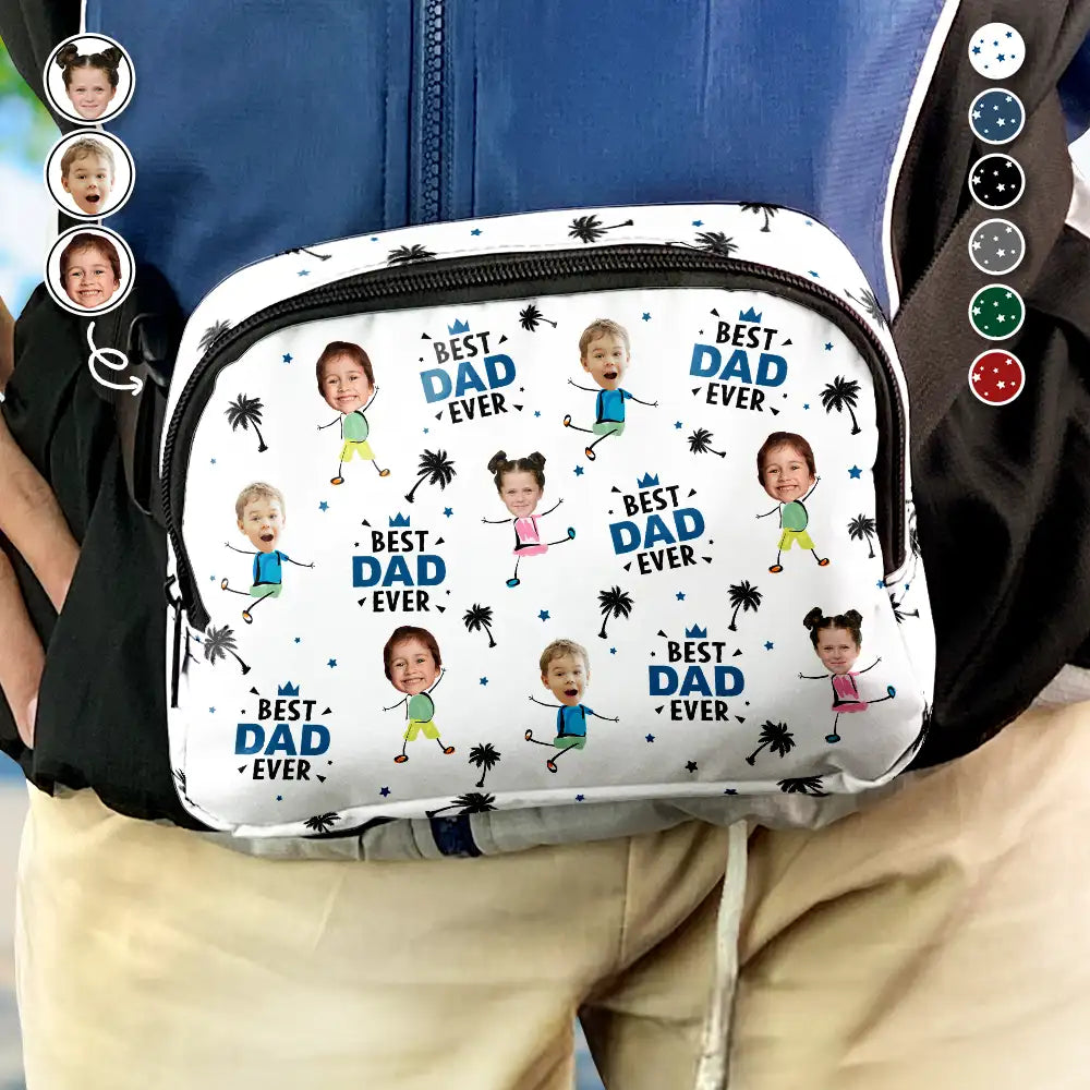 Gift For Father, Gift For Grandpa, Custom Photo, Happy - Custom Photo Best Dad Grandpa Ever - Personalized Crossbody Belt Bag