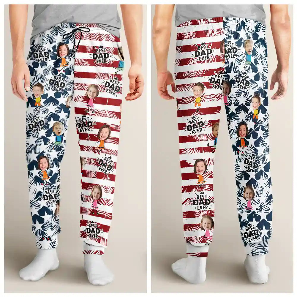 Gift For Yourself,Gift For Men,Gift For Grandpa,Gift For Father,Happy,Summer - Custom Photo Best Dad Grandpa Ever - Personalized Pajama Pants