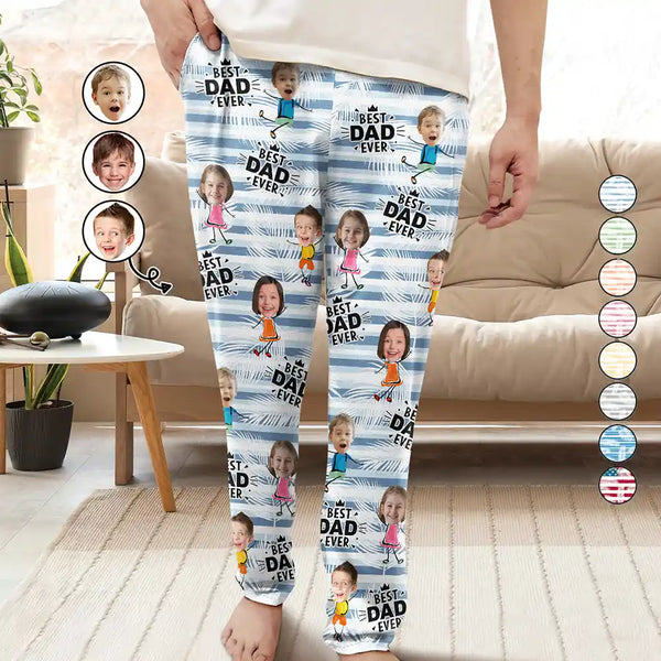 Gift For Yourself,Gift For Men,Gift For Grandpa,Gift For Father,Happy,Summer - Custom Photo Best Dad Grandpa Ever - Personalized Pajama Pants
