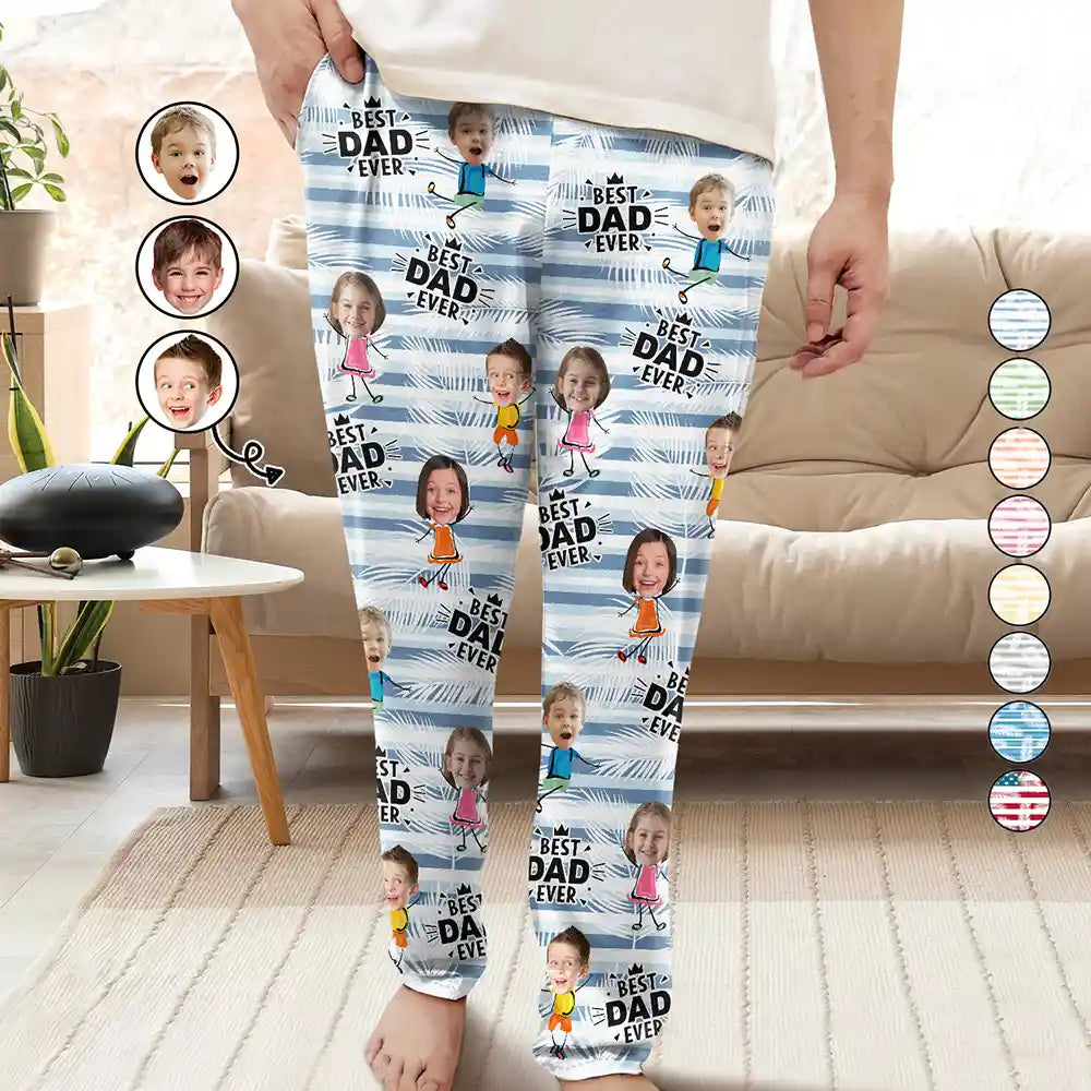 Gift For Yourself,Gift For Men,Gift For Grandpa,Gift For Father,Happy,Summer - Custom Photo Best Dad Grandpa Ever - Personalized Pajama Pants