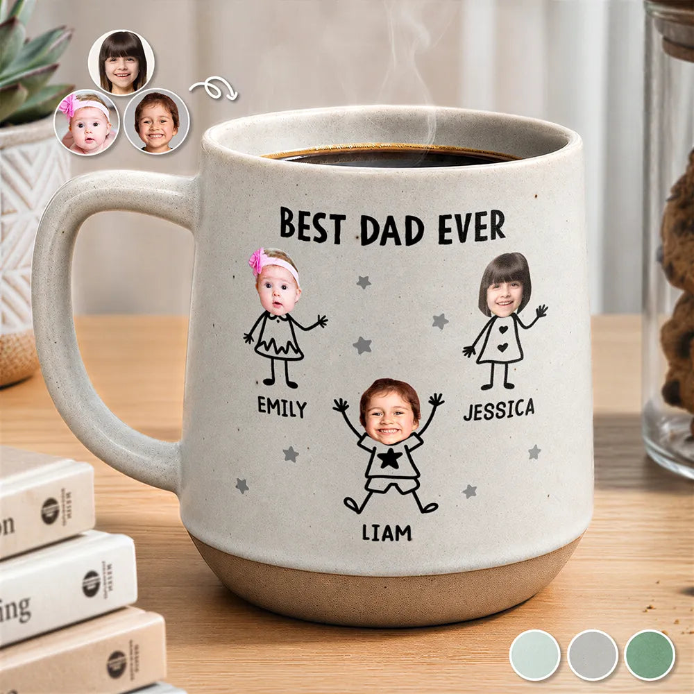 Custom Photo Best Dad Grandpa Ever Kids Face - Personalized Conical Mug