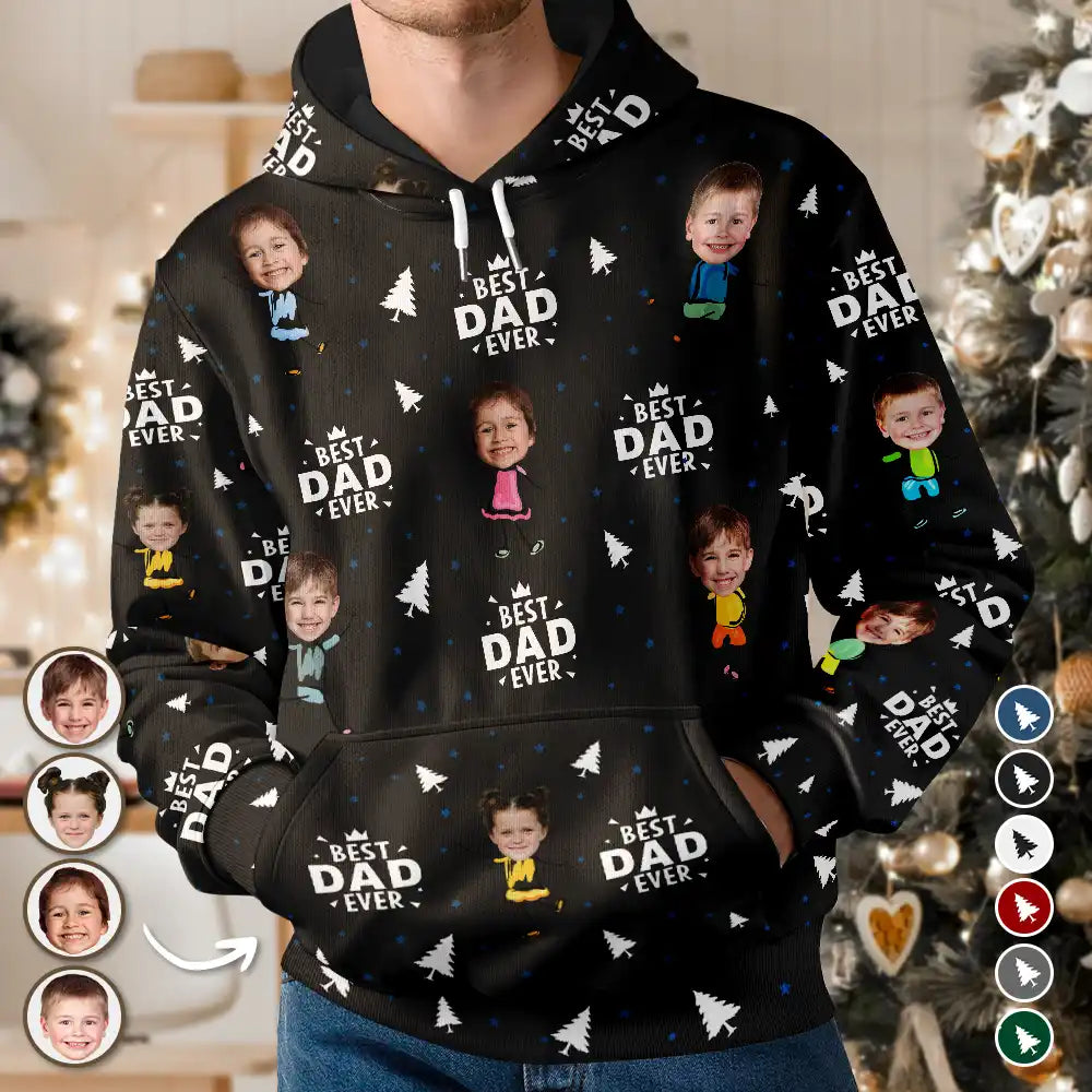 Sweat à capuche personnalisé avec photo du meilleur papa et grand-père de tous les temps