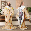 Gift For Grandma, Gift For Grandpa, Custom Photo, Happy - Custom Photo Best Dad Grandpa Mom Grandma Ever - Personalized Wearable Blanket With Sleeves