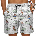Gift For Father,Sport Dad,Dad's Hobby,Golf,Happy - Custom Photo Best Dad Papa By Par Funny Kids - Personalized Unisex Beach Shorts