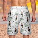 Gift For Father,Sport Dad,Dad's Hobby,Golf,Happy - Custom Photo Best Dad Papa By Par Funny Kids - Personalized Unisex Beach Shorts