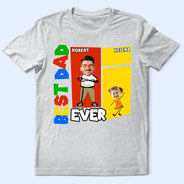 Gift For Father,Gift For Grandpa,Non-Eng,Photo,Icon,Proud - Custom Photo Best Dad Papa Ever Basic Color Arcade Theme - Personalized T Shirt