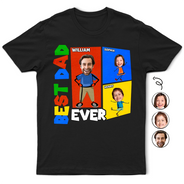 Gift For Father,Gift For Grandpa,Non-Eng,Photo,Icon,Proud - Custom Photo Best Dad Papa Ever Basic Color Arcade Theme - Personalized T Shirt