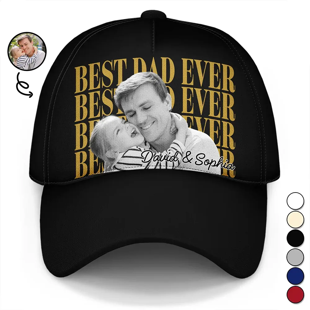 Gift For Father,Gift For Grandpa,Non-Eng,Photo,Proud - Custom Photo Best Dad Papa Ever Vintage - Personalized Classic Cap