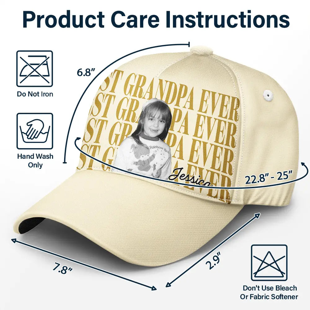 Gift For Father,Gift For Grandpa,Non-Eng,Photo,Proud - Custom Photo Best Dad Papa Ever Vintage - Personalized Classic Cap