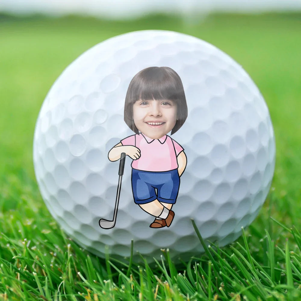 Happy,Sport Dad,Golf,Gift For Father,Gift For Men - Custom Photo Best Daddy By Par Cartoon Kid - Personalized Golf Ball