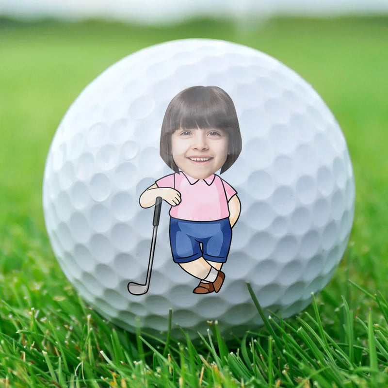 Happy,Sport Dad,Golf,Gift For Father,Gift For Men - Custom Photo Best Daddy By Par Cartoon Kid - Personalized Golf Ball