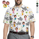 Happy,Sport Dad,Golf,Gift For Father,Gift For Men - Custom Photo Best Daddy By Par Funny Golf Lover - Personalized Polo Shirt