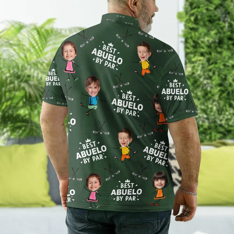Happy,Sport Dad,Golf,Gift For Father,Gift For Men - Custom Photo Best Daddy By Par Funny Golf Lover - Personalized Polo Shirt