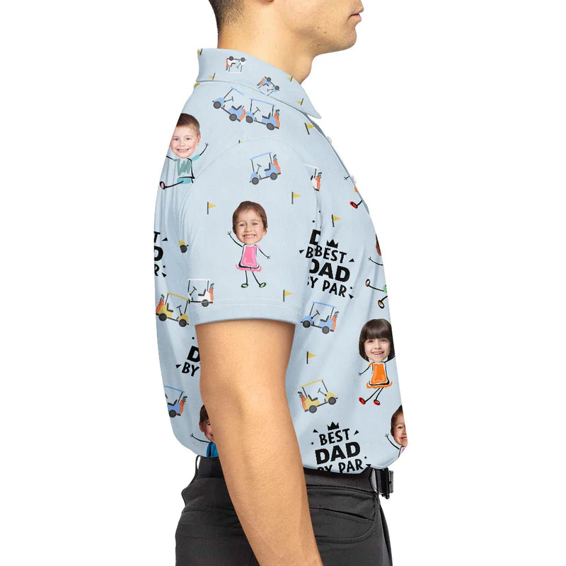 Happy,Sport Dad,Golf,Gift For Father,Gift For Men - Custom Photo Best Daddy By Par Funny Golf Lover - Personalized Polo Shirt