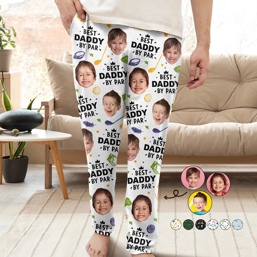Custom Photo Best Daddy By Par Golf Lover - Personalized Pajama Pants