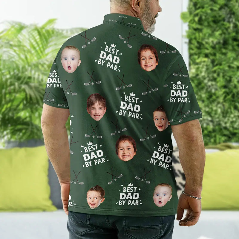 Happy,Sport Dad,Golf,Gift For Father,Gift For Men - Custom Photo Best Daddy By Par Golf Lover - Personalized Polo Shirt