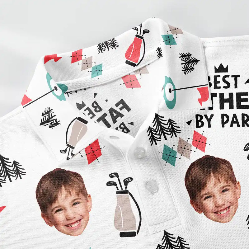 Happy,Sport Dad,Golf,Gift For Father,Gift For Men - Custom Photo Best Daddy By Par Golf Lover - Personalized Polo Shirt