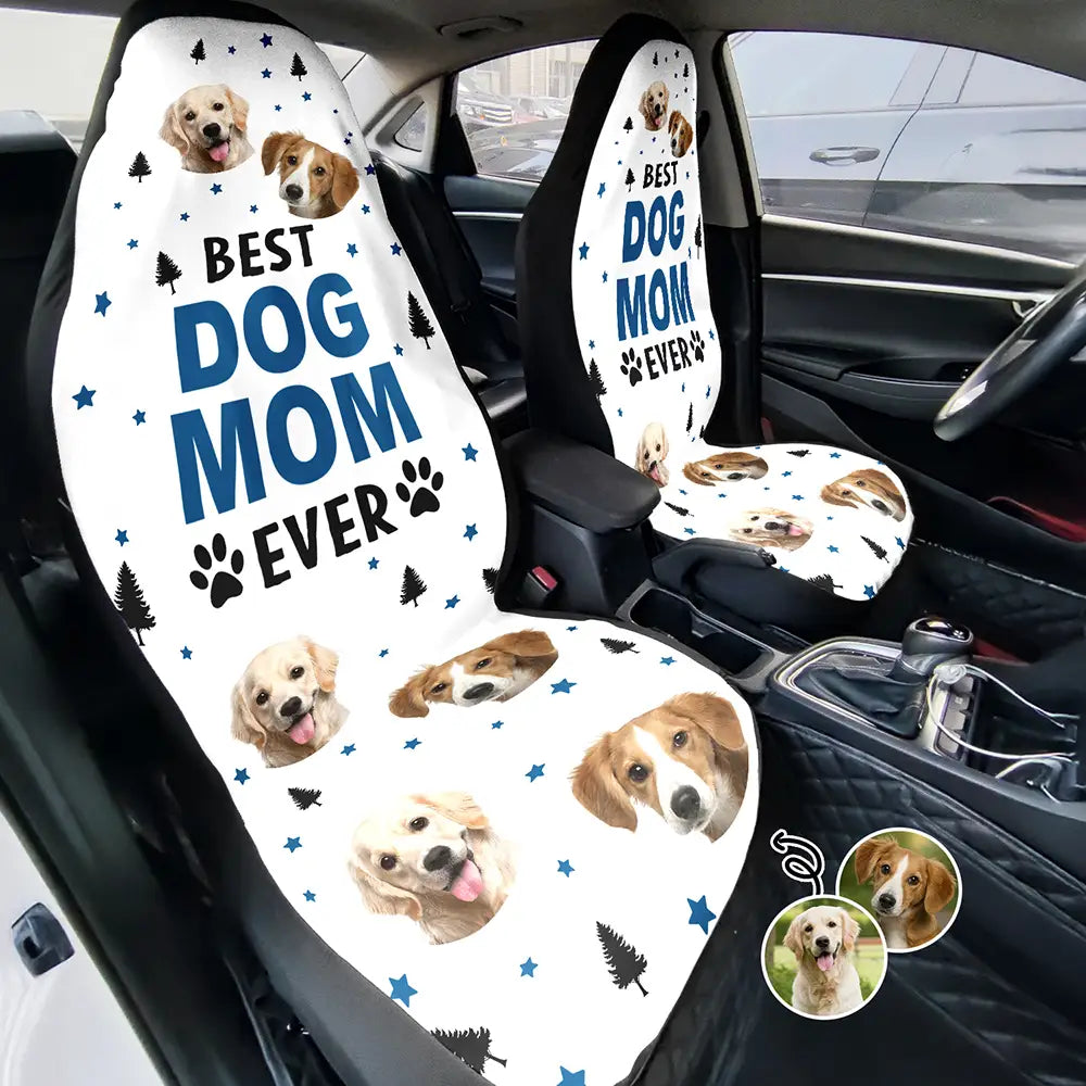Custom Photo Best Dog Cat Dad Mom Ever - Personalized Car Seat Cover