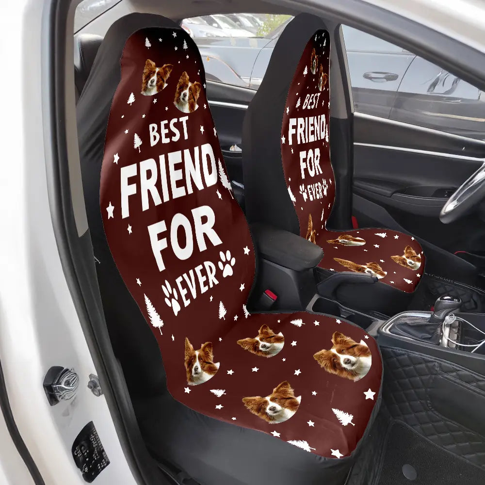 Pet Lovers, Funny - Custom Photo Best Dog Cat Dad Mom Ever - Personalized Car Seat Cover