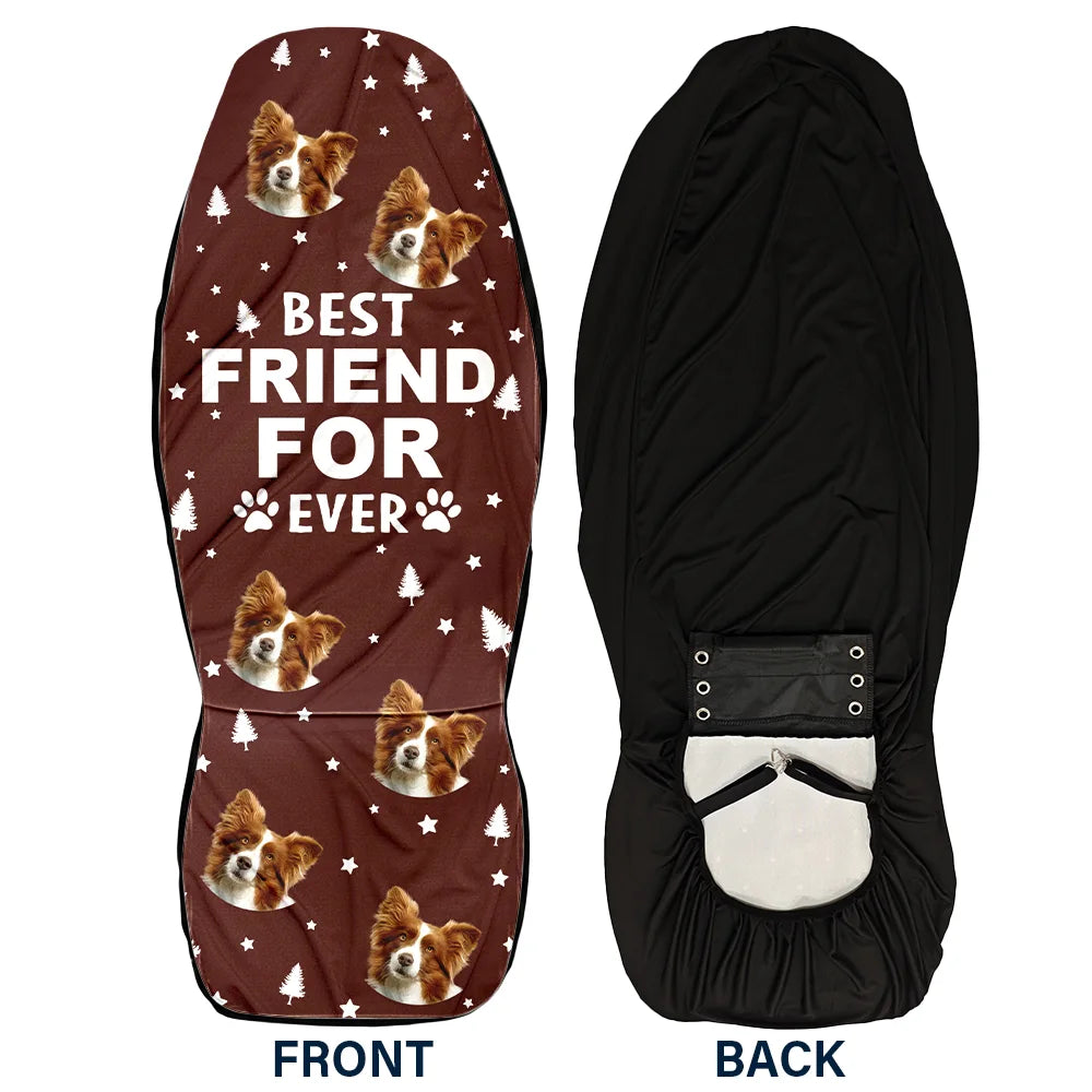 Pet Lovers, Funny - Custom Photo Best Dog Cat Dad Mom Ever - Personalized Car Seat Cover