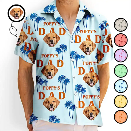 T-shirt hawaïen personnalisé avec photo « Meilleur papa chien »