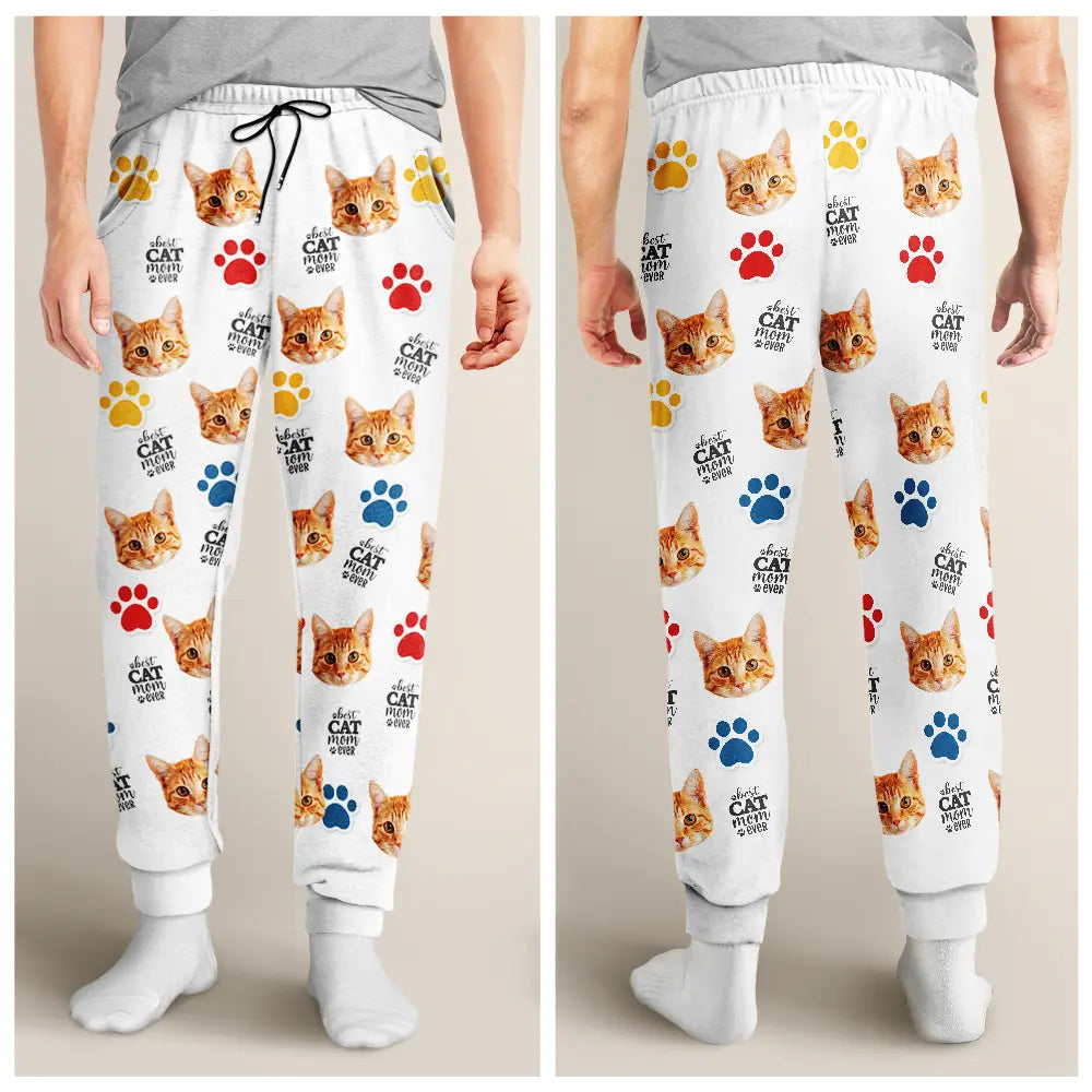 Funny, Christmas, Dog Lovers, Pet Lovers, Cat Lovers, Custom Photo - Custom Photo Best Dog Mom Ever - Personalized Pajama Pants