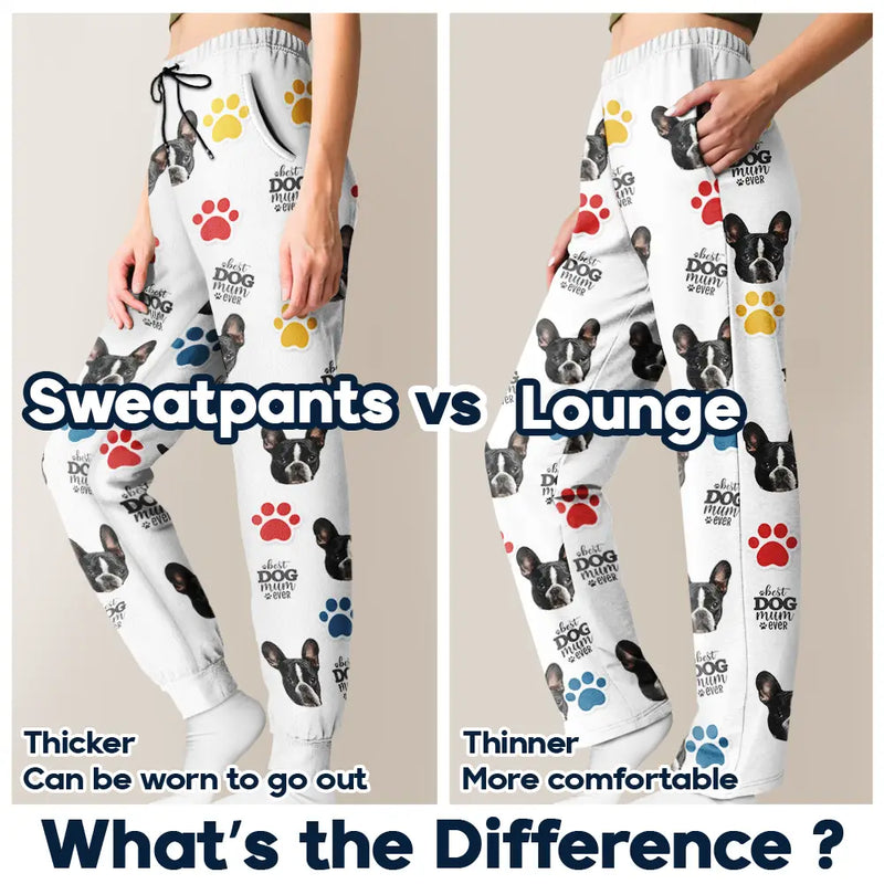 Funny, Christmas, Dog Lovers, Pet Lovers, Cat Lovers, Custom Photo - Custom Photo Best Dog Mom Ever - Personalized Pajama Pants