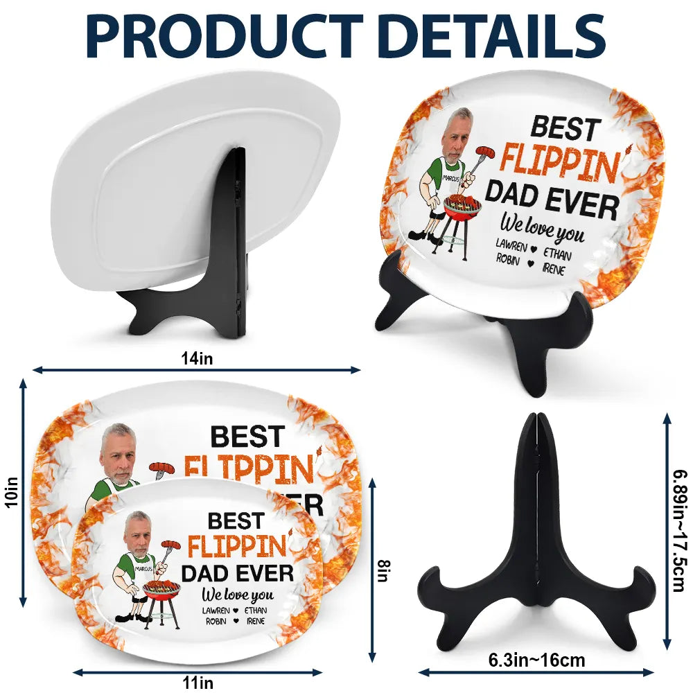 Gift For Father,Dad's Hobby,Grilling,Cooking - Custom Photo Best Flippin Dad Ever - Personalized Plate