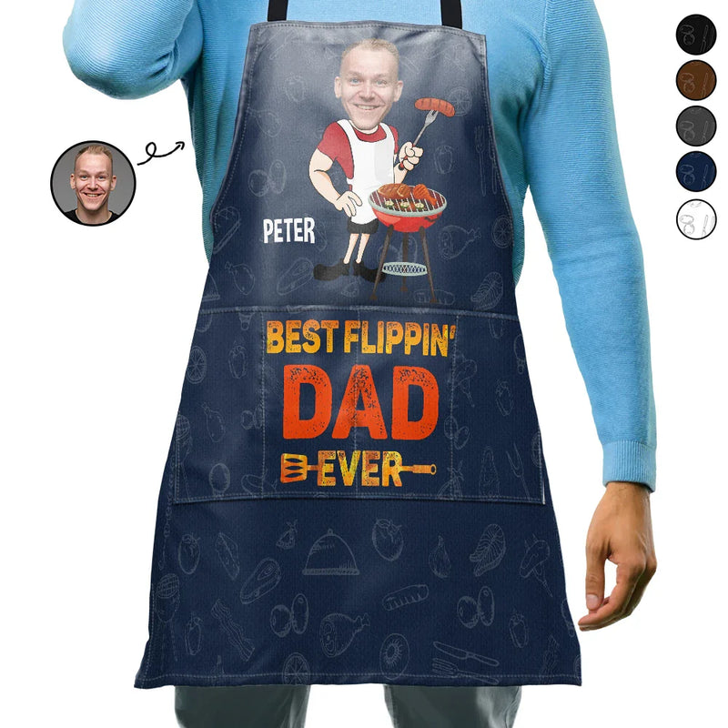 Funny,Cooking,Gift For Husband,Gift For Men,Gift For Father - Custom Photo Best Flippin’ Dad Ever - Personalized Apron