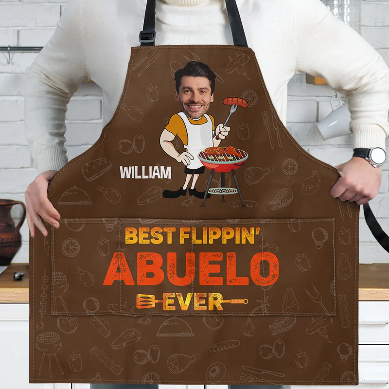 Funny,Cooking,Gift For Husband,Gift For Men,Gift For Father - Custom Photo Best Flippin’ Dad Ever - Personalized Apron