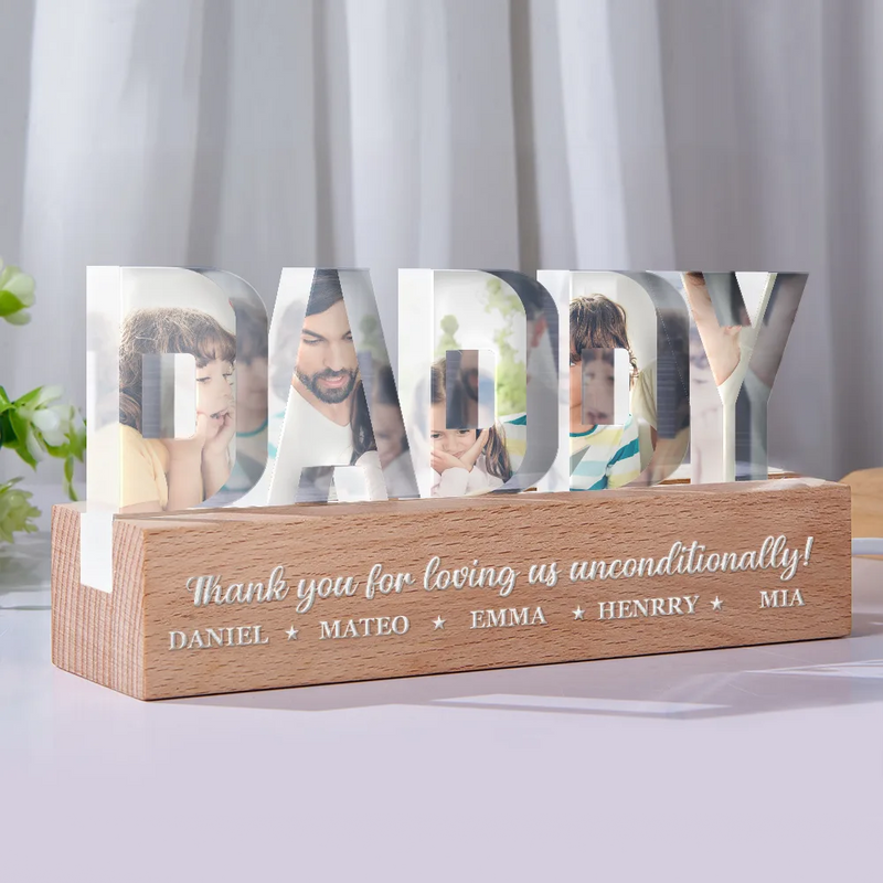Gift For Father,Custom Photo,Gift For Grandpa - Custom Photo Best Grandpa Father Papa Dad Thank You - Personalized Custom Shaped LED Light