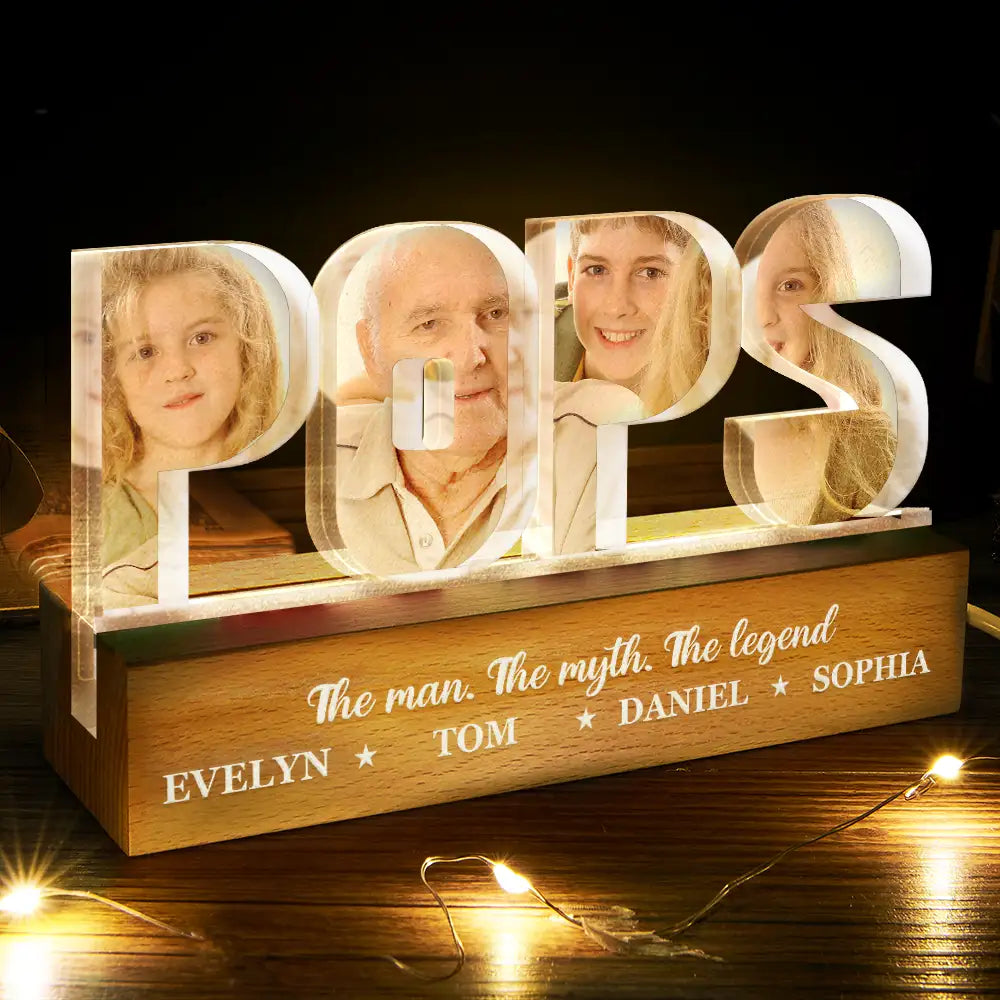 Gift For Father,Custom Photo,Gift For Grandpa - Custom Photo Best Grandpa Father Papa Dad Thank You - Personalized Custom Shaped LED Light